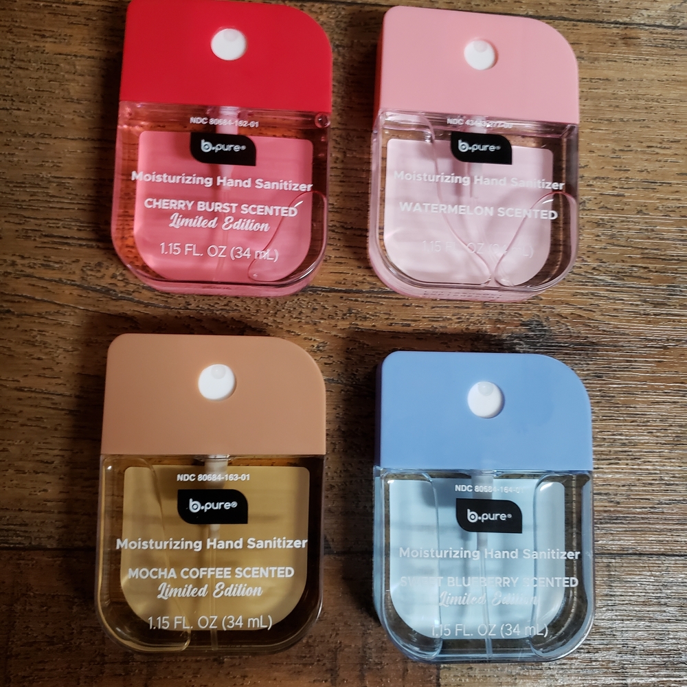 B Pure Scented Spray  Hand Sanitizers Cherry, Watermelon,Mocha Coffee, Blueberry